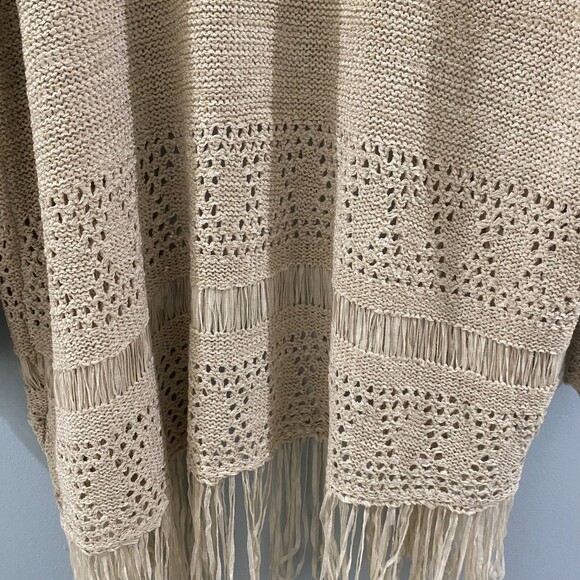 NWT Michael Kors Crochet Fringe Hem Cardigan - Tan XL - Picture 6 of 9